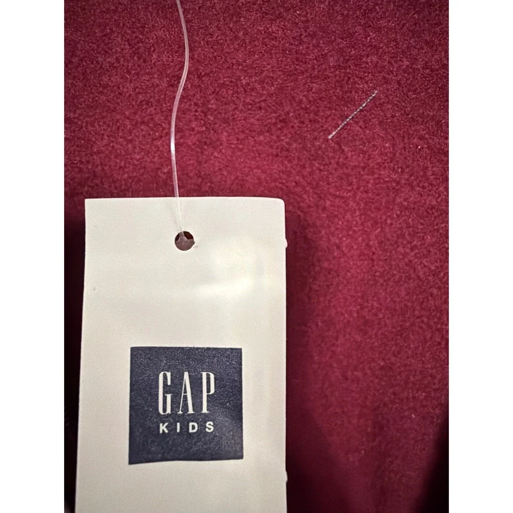 Gap Kids Full Zip Hoodie Burgundy Gray Raglan Logo Fleece Sweatshirt Size L 10